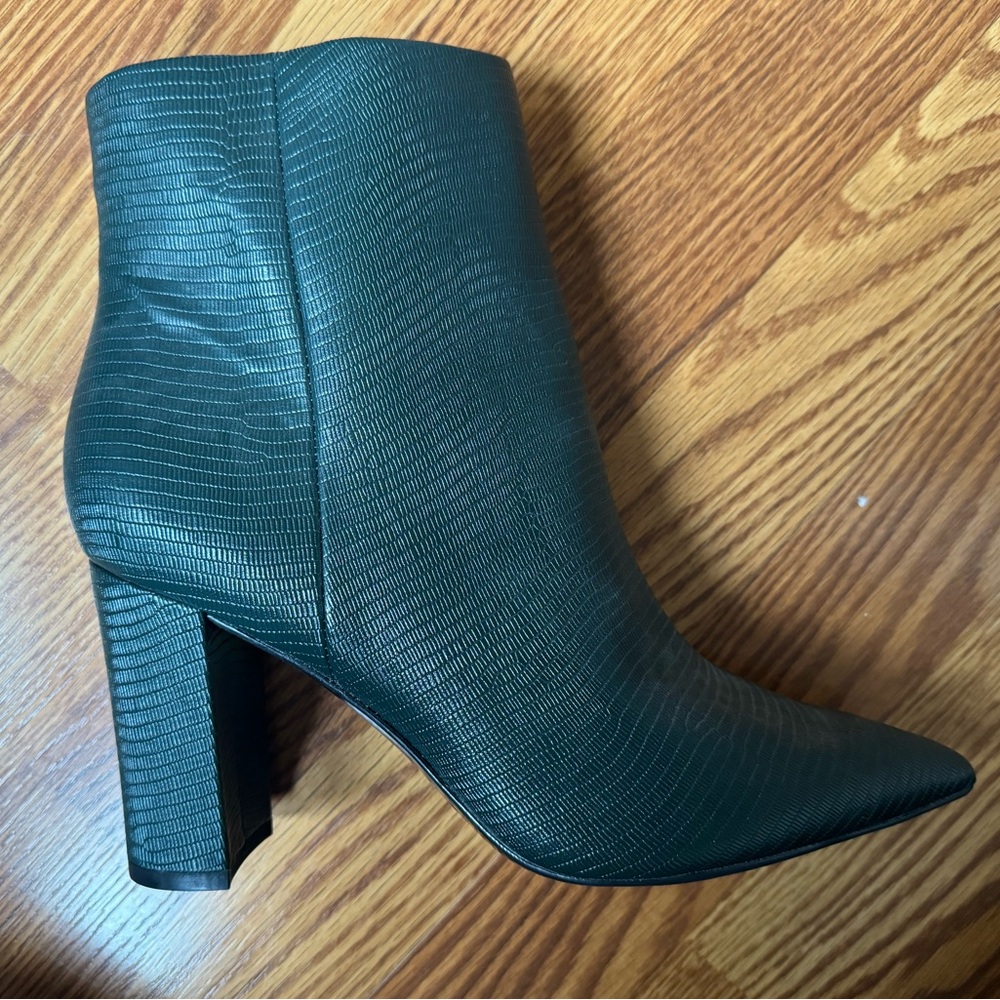Marc Fisher Leather Croc Embossed Heeled Bootie